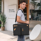 MOSISO 360 Protective Laptop Bag for Men, 15-16 inch Computer Bags Compatible with MacBook Pro 16 inch/Air 15 inch, HP Dell Lenovo Asus, Side Open Messenger Bag with Trolley Sleeve & 4 Pockets, Black
