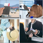 Passport Holder Cover Wallet Case RFID Blocking Leather Card Slot Travel Accessories Documents Organizer Protector for Women Men, Dark Gray