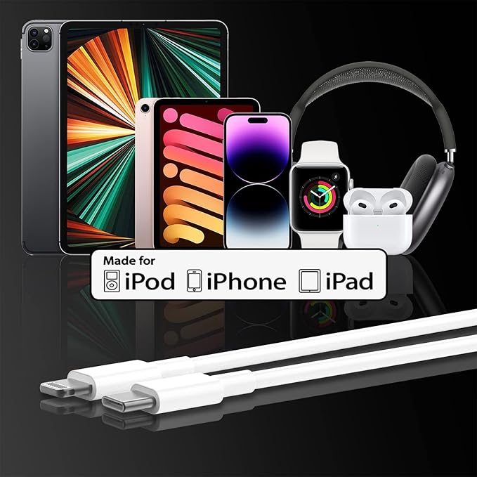 2 Pack for Apple iPhone 14 Fast Charger Cable 10ft [Apple MFi Certified], USB Type C to Lightning Cable 10 Foot Apple iPhone Charging Cord for Apple iPhone 13 12 11 Pro XR XS Plus