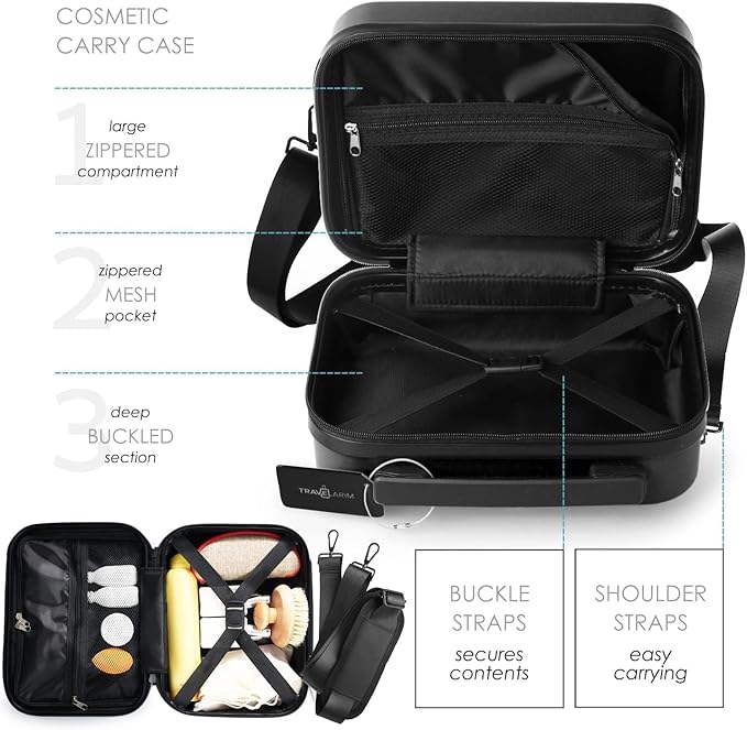 22 Inch Carry On Luggage 22x14x9 Airline Approved, Carry On Suitcase with Wheels, Hard-shell Carry-on Luggage, Black Small Suitcase, Hardside Luggage Carry On with Cosmetic Carry On Bag