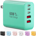 USB C Charger Block, 60W 5-Port Type C Charger Fast Charging Block, USBC USB Multiple Port Wall Charger Plug Adapter for iPhone 17/Air/16/15/14/13/12/11 Pro Max, Samsung Galaxy, iPad, Tablet (Green)