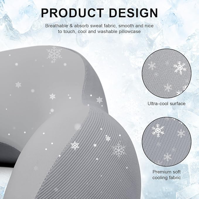 urnexttour Travel Pillow for Airplane Memory Foam Neck Pillow, Soft & Support Travel Pillow for Travelling, Sleeping Rest, Car, Train and Home Use (Grey)