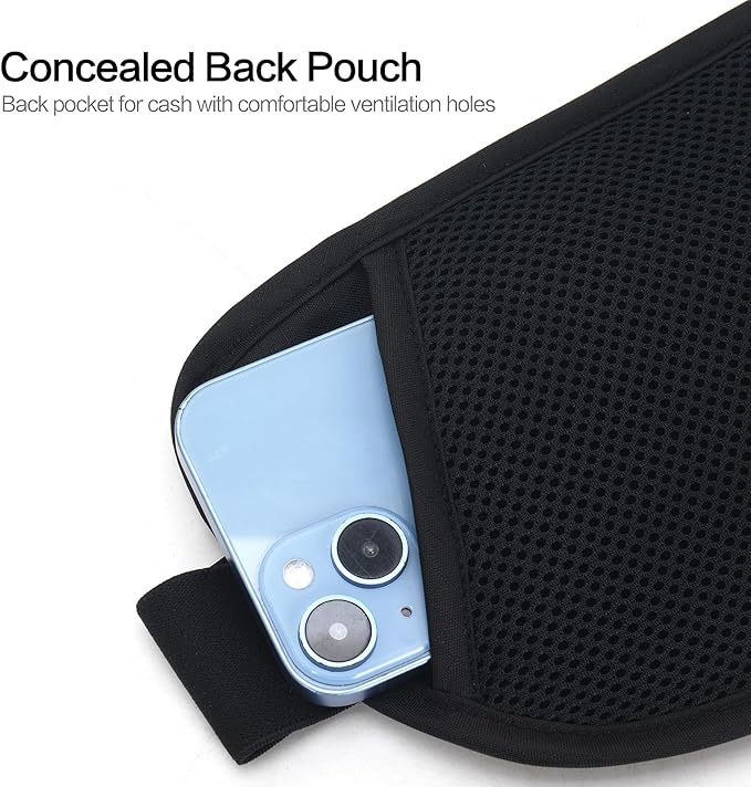 Slim RFID Blocking Money Belt for Travel - Anti-Theft Hidden Passport Holder Waist Wallet with Secure Pouch for Cash, Credit Cards & Phone Safe (Black)