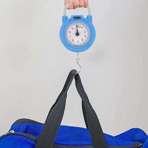 Portable Luggage Weight Scale with Hook, High Precision Hanging Spring Scale for Travel, Small Handheld Blue Weighing Tool for Home and Shipping