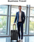 BAGSMART Expandable Carry On Luggage 22x14x9 Airline Approved, 1OO% PC Lightweight Hard Shell Suitcase, 20 Inch Travel Luggage with Spinner Wheels, Waterproof Rolling Suitcase, Black