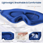BeHoomi Sleep Mask, Premium Eye Mask for Sleeping, Total Blackout, Superior Soft Comfort, Upgraded 3D Ergonomic Designed Sleeping Mask for Home, Office, Travel, Meditation, Royal Blue
