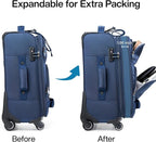 Hanke 3 Piece luggage Sets Softside Expandable luggage with Spinner Wheels TSA Lock,Travel Lightweight Luggage Sets,Blue