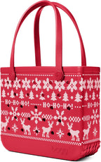 BOGG BAG Medium Tote – 15” x 12.5” x 5” – Durable, Washable, Tip-proof – Beach, Pool, Boat, Work, Sports (Ugly Sweater - Red)