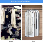 Mskitchen Clear Garment Storage with 4" Gusseted Hanging Covers - Durable, Transparent Protectors for Long Coats, Gowns, Dresses - 24"x 60"x 4" / 6 Pack