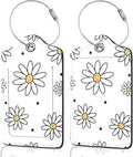 2Pack Luggage Tags for Suitcases, Cute Unique Pu Leather Cruise Luggage Tag with Privacy Cover ID Label Address Card and Metal Ring Suitable for Women Men Kids Travel Bag Black-lined Flower