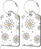 2Pack Luggage Tags for Suitcases, Cute Unique Pu Leather Cruise Luggage Tag with Privacy Cover ID Label Address Card and Metal Ring Suitable for Women Men Kids Travel Bag Black-lined Flower