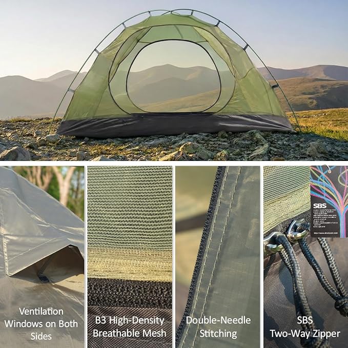 Backpacking Tent for Camping 2/3/4 Person Hiking Ultralight Tent for Waterproof Windproof Outdoor Tents Easy Setup Two Doors Double Layer Lightweight Instant Tents