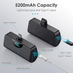 Mini Portable Charger USB C Power Bank,Upgraded 5200mAh PD Fast Charging Battery Pack Built-in USB-C Connector Travel Essential for iPhone17/17Pro/17Pro Max/Air/16 Plus/16Pro Max/15 Series,Android