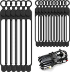 Silicone Cable Ties Cord Organizer for Cable Management, 16PCS 4.2" and 7.1" Reusable Cable Organizer Electronic Accessories for Home, Office, Kitchen, School, Travel (Black)
