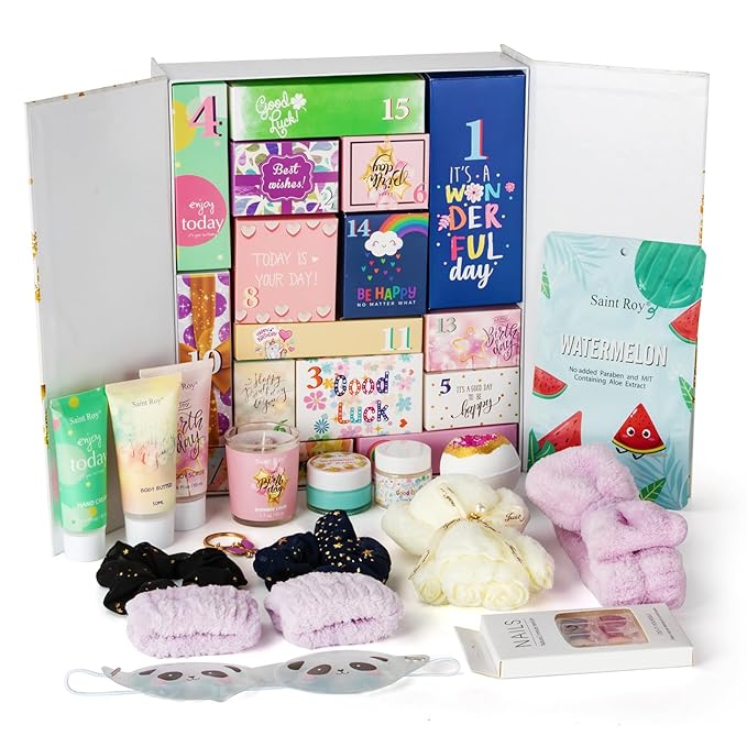 Birthday Gifts for Women, Birthday Spa Gift Basket for Women, Luxury Birthday Spa Gift Box, Rich Bath Essentials, Butter, Candle, Unique Diy Nails Set, Birthday Presents Spa Gift for Mom