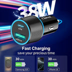 5 Pack 38W USB C Car Charger Adapter, 20W Fast USBC & 18W Rapid QC3.0 Ports, 12V Cigarette Lighter Adapter, Type C Auto Plug Outlet Accessories for iPhone 17 16 15 14, Samsung S26, Android Cell Phone