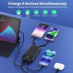 Portable Charger Power Bank 40800mAh with 3 Built-in Cables,25W Fast Phone Charging Portable Battery Pack,5 Outputs Travel Essentials Outdoor External Battery for iPhone 17/16,Galaxy Android etc-Black