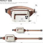 LATMAP 3L TRIPLE ZIP Fanny Packs Belt Bag For Women Men Crossbody Waist Pack Sling Chest Bum Travel Bag Purse Faux Leather Fashion Cute Beige