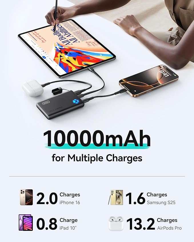 INIU 140W 25000mAh Compact High Capacity Laptop Portable Charger & Ultra Slim 45W 10000mAh Power Bank
