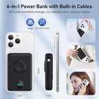 Magnetic Portable Charger for MagSafe with Built-in Cable, iWatch Charger,10800mAh Wireless Power Bank Travel Essentials,25W PD Fast Charging Battery Pack for iPhone 17/16/15/14/13 Series,Apple Watch