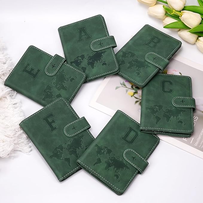 Personalized H Passport Holder Cover Initial Letter Travel Wallet RFID Blocking Passport Cover Credit Card Holder Case Passport Book Holders for Women and Men, Pine Green-H