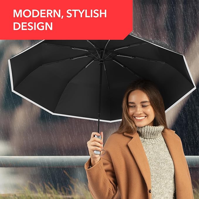 Repel Windproof Travel Umbrella - Compact & Withstands Winds up to 100MPH , Strongest Premium Auto Folding Umbrella for Rain and Sun - Durable, Light & Portable for Women & Men , Fits Backpack & Cars