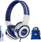 SIMOLIO On-Ear Headphones Kids for School with Wire, 75dB,85dB,94dB Volume Limited, Wired Headphones for Kids with Microphone, Great Choice for Classroom,Tablet,Airplane,Travel (Grey)