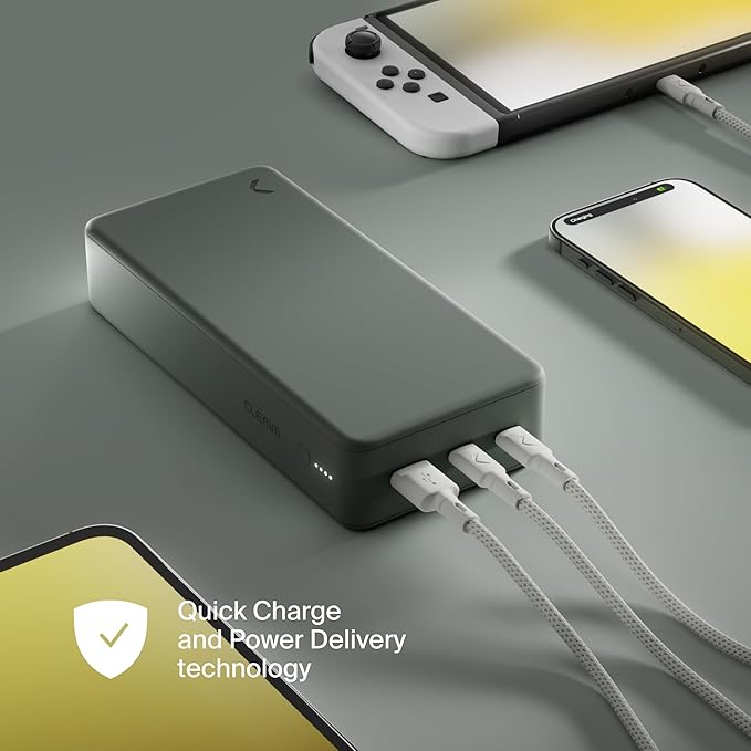 Clemm Portable Charger Quick Charging Power Bank (Gray, 30000, Milliamp Hours)