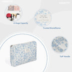 honitty Makeup Pouch,Quilted Cosmetic Bags,Large Floral Make Up Organizer for Women