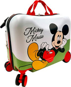 Fast Forward 2-in-1 Kids 18” Suitcase & Ride-On Luggage -Lightweight Tow-Along Toddler Luggage With Wheels (Mickey New)