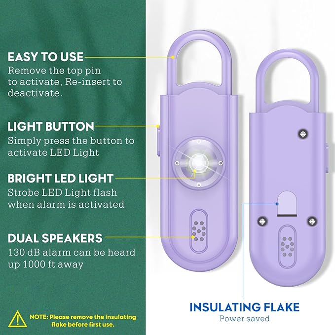 Safe Sound Personal Safety Alarm for Women, 130 dB Loud Siren with SOS Strobe Light, Flashlight, Safety Alarm Key Chain Helps Girls, Men, Children, Elders Emergency Call
