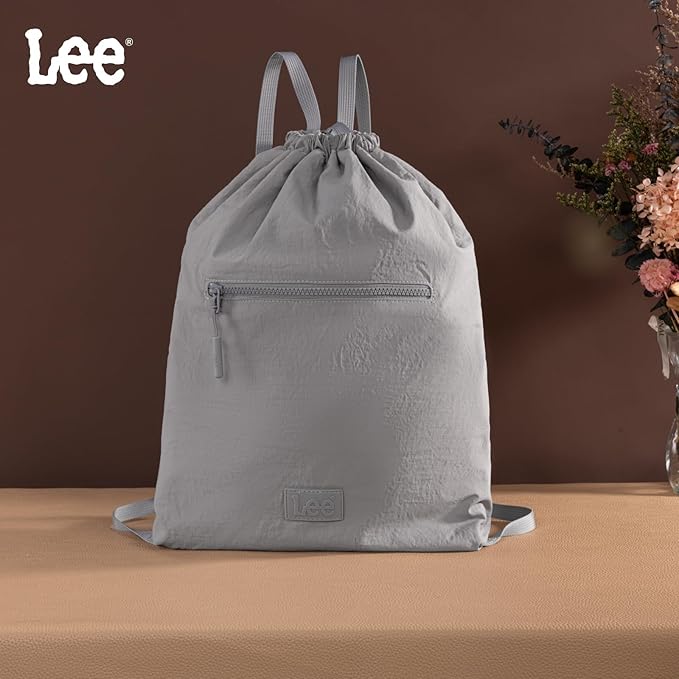 Lee Drawstring Backpack Bag Lightweight Small Gym Swim Beach Bag Water Resistant Sports Sackpack for Men Women, LEE48-002GY