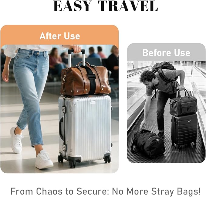 Multi Use Strong Adjustable Luggage Connector Straps for Suitcases,4 Pack Flexible Luggage Accessories Elastic Fastening Bag Strap (Black-4pcs)