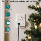 Oviitech Grounded Outlet Wall Tap Adapter with Red Indicator On/Off Power Switch (3 PK/Double Switch)