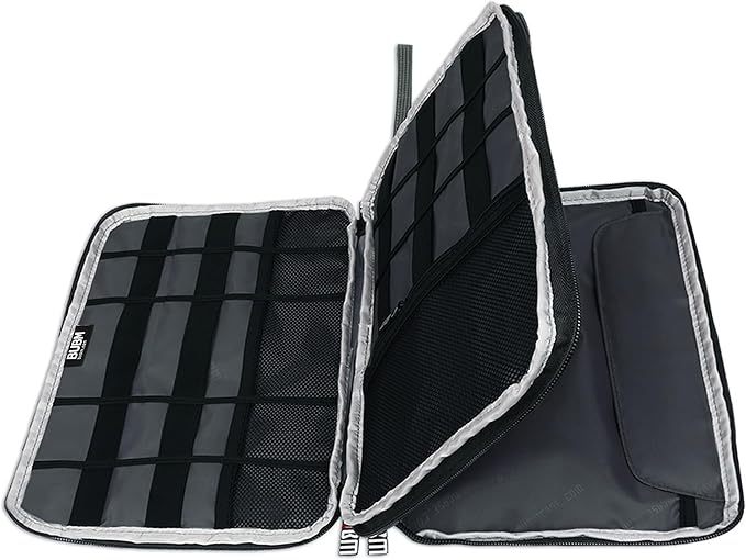 BUBM Double Layer Electronics Organizer, Travel Gadget Bag for Cables, Memory Cards, Flash Hard Drive and More, Fit for iPad or Tablet(up To 9.7")--Large, Blue