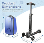 Scooter Luggage for Kids Scooter Suitcase for Ages 4-12, 4 in 1 Kids Luggage Boarding Suitcase Detachable & Foldable Scooter Travel Trolley Ride On Luggage-Blue