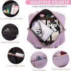 Wogarl 4PCS Weekender Bags for Women Large Overnight Weekend Travel Duffel Carry on Shoulder with Shoe Compartment Canvas Toiletry Bag for Travel Business Gym