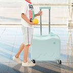 18" Kids Ride-On Suitcase,Children's Carry On Luggage Case,Rolling Luggage With Lock,Travel Trolley Case for Short Trips,School Trips,Outings (Mint Green)