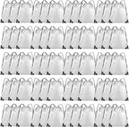 Grneric 60 Pieces Drawstring Backpack Bulk Cinch Sackpack Ployster Drawstring Bags for Gym Party Trip(White)