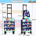 Weewooday Kids Luggage and Backpack 18" Suitcase with Spinner Wheel Hard Case Travel 13" Backpack Girl Suitcase Set for Kids Travel Supplies(Assorted Colors,Vehicle Style)