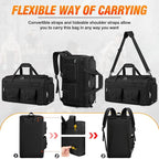 RAINSMORE 3 in 1 Gym Bag for Men, 45L Large Sports Duffle Bag with Shoe Compartment and Wet Pocket, Water-Resistant Tactical Backpack Carry On for Travel, Workout & Military Gear, Black
