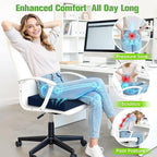 Seat Cushion for Office Chairs, Memory Foam Chair Cushion with Patterned Core for Even Support, Back, Tailbone & Sciatica Relief, Chair Pillow with Carry Handle for Car, Wheelchair (Blue)