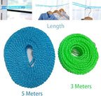 2 Pack Nylon Clothesline Windproof Clothes Drying Rope Travel Clothes Line Portable Laundry Line Hanger Rope for Indoor Outdoor Camping Home Hotel Random Color (Pack of 2 Clothesline(3m & 5m))