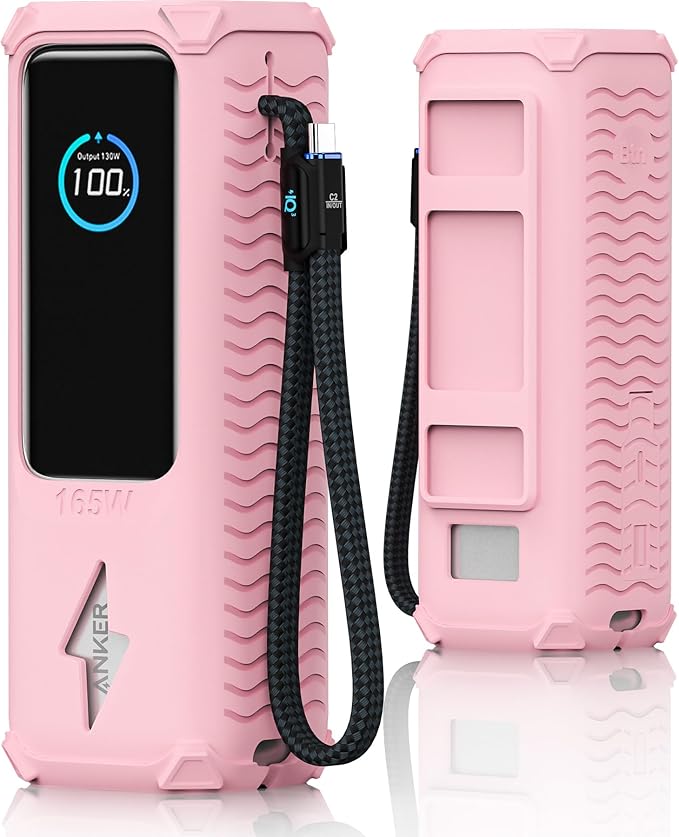 YWXTW Silicone Case for Anker Laptop Power Bank (25,000mAh/165W) - Shockproof Drop-Resistant, Built-in Cable Storage | Non-Slip Grip, Hidden Dust Plug Protective Cover for Anker Power Bank 165w