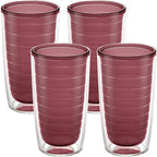 Tervis Clear & Colorful Tabletop Made in USA Double Walled Insulated Tumbler Travel Cup Keeps Drinks Cold & Hot, 16oz - 4pk, Elderberry Wild