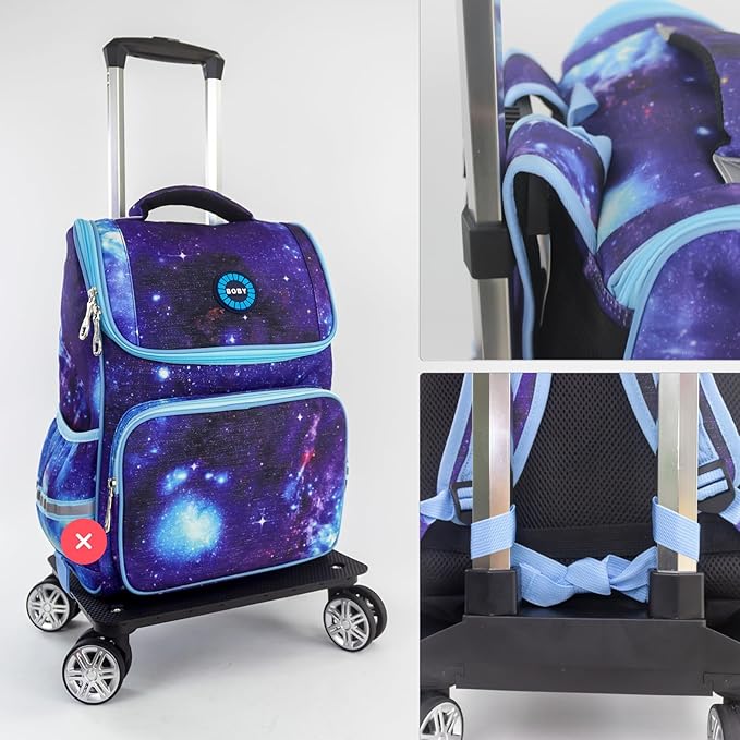 Backpack Trolley Wheeled Cart-Backpack Hand Truck with Luggage Strap,Aluminium Alloy Folding Trolley Cart for Bags Backpack Travel Luggage Cart