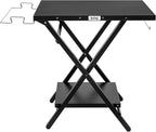 Feasto Folding Grill Table, Pizza Oven Table & Portable Table with Bottom Shelf, Tool Hooks, Trash Bag Holder & Paper Towel Rack, Grill Stand for Pizza Oven & Tabletop Griddle (Black)
