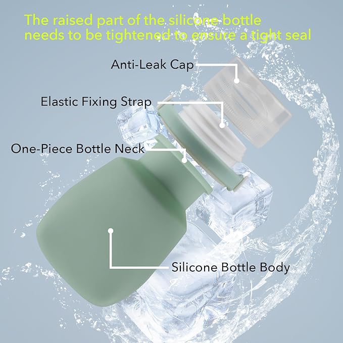 1oz Silicone Travel Bottles for Toiletries (4-Pack), TSA Approved Leakproof Toiletry Bottles with Locking Lid, Refillable Travel Size Containers for Shampoo, Body Wash, Camping & Trips (White,Pink)
