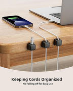 Costop 12 Pack Magnetic Cord Organizer Holder, Strong Adhesive Desk Cable Management, Easy Open, Organize Phone Charging Cords, Wire Holder, Neatly for Home, Office, Car, Desk, Nightstand - Black