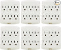 Sunlite 40854 6 Grounded Outlet Adapter, Wall Mountable, 3 Prong Outlet Extender Power Strip, Home and Office, UL Listed, Ivory 6 Pack